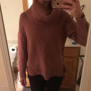 Pink wide cowl neck sweater